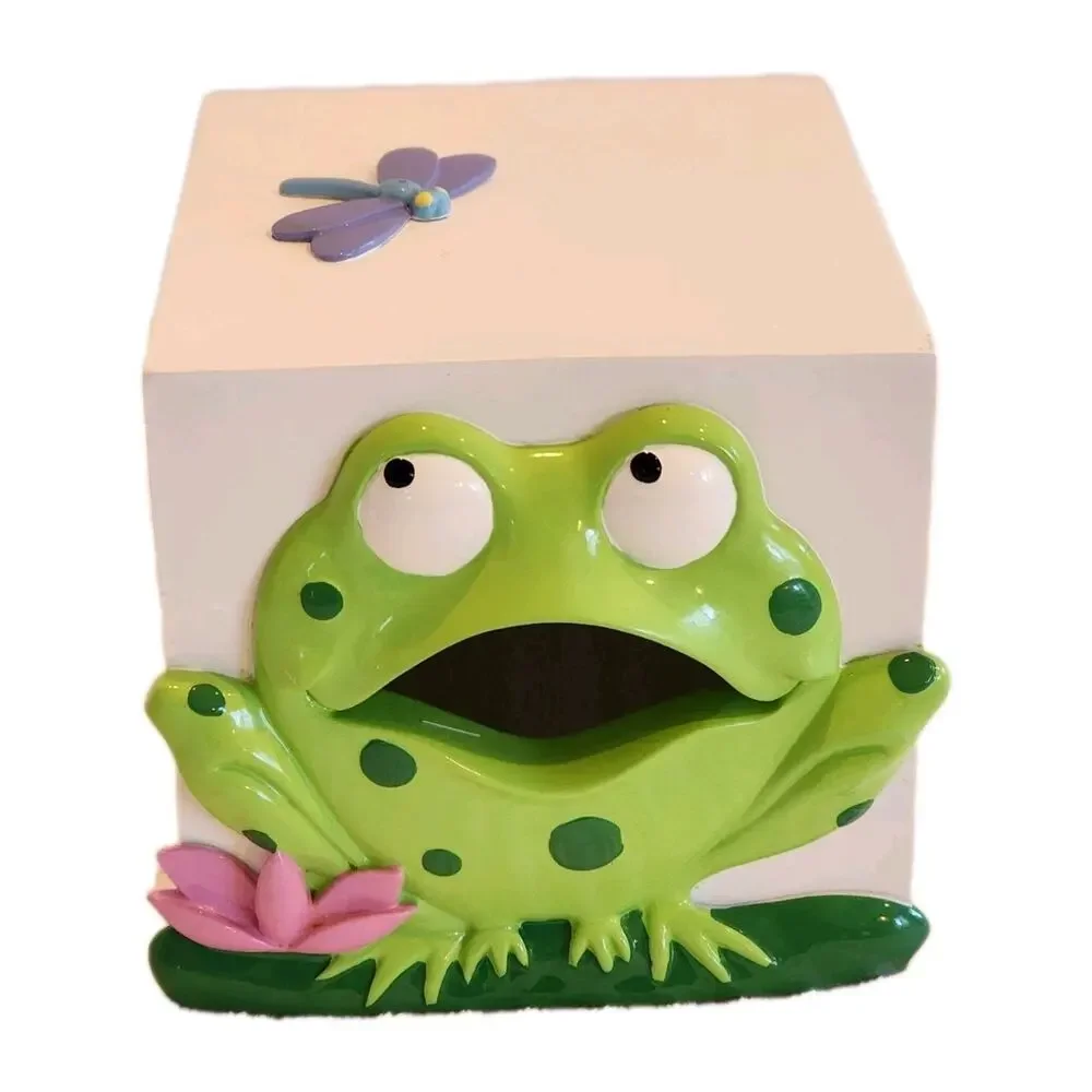 VTG Frog Open Mouth Tissue Box cover dispenser Whimsical 90s Y2K Funny Bathroom